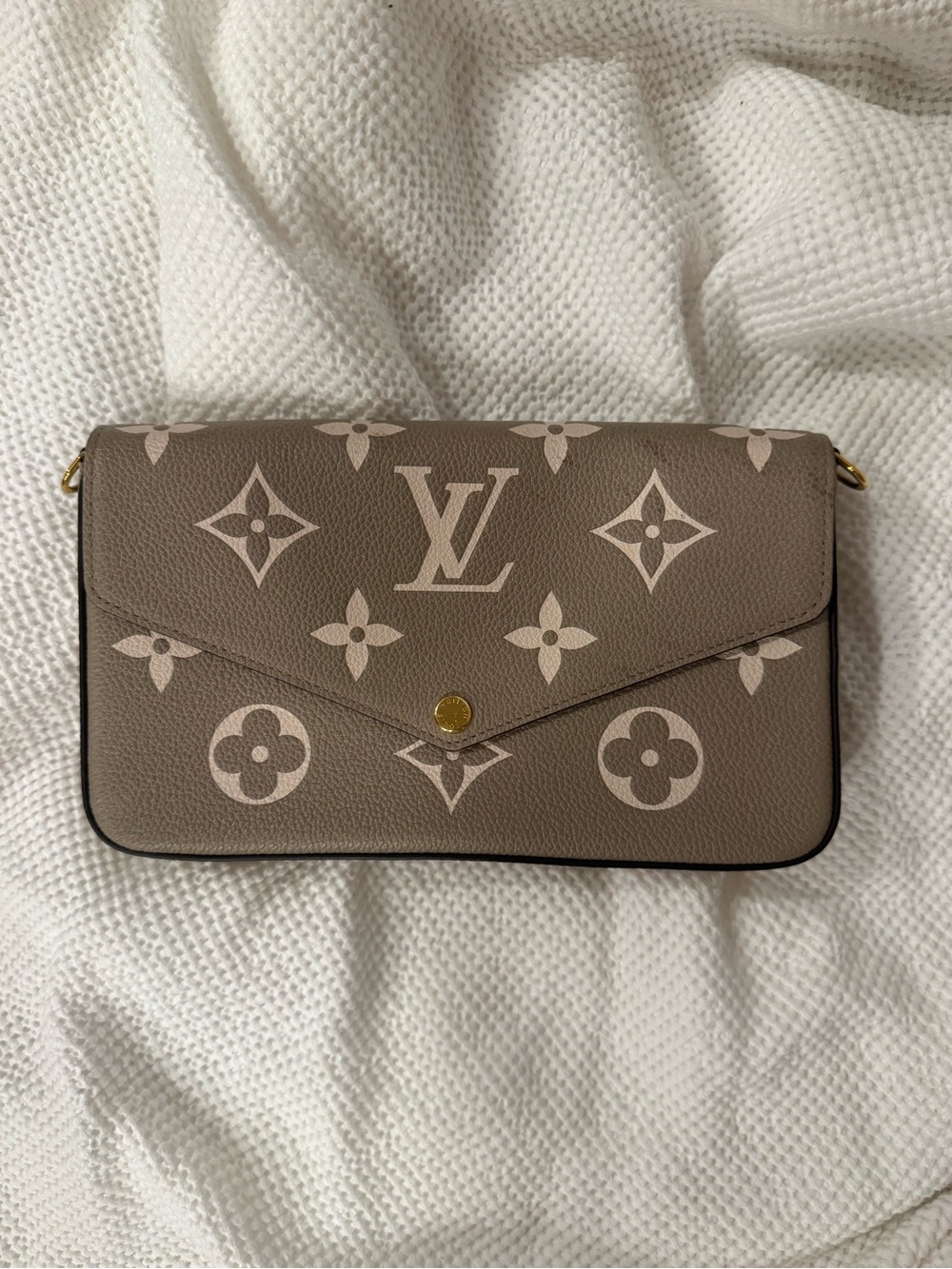 Louis Vuitton Taupe Monogram Envelope Crossbody Bag with Beige Motif